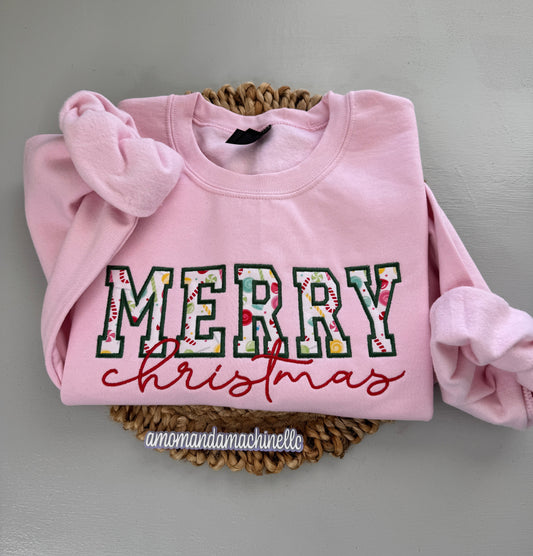 Embroidered “Merry Christmas” Sweatshirt