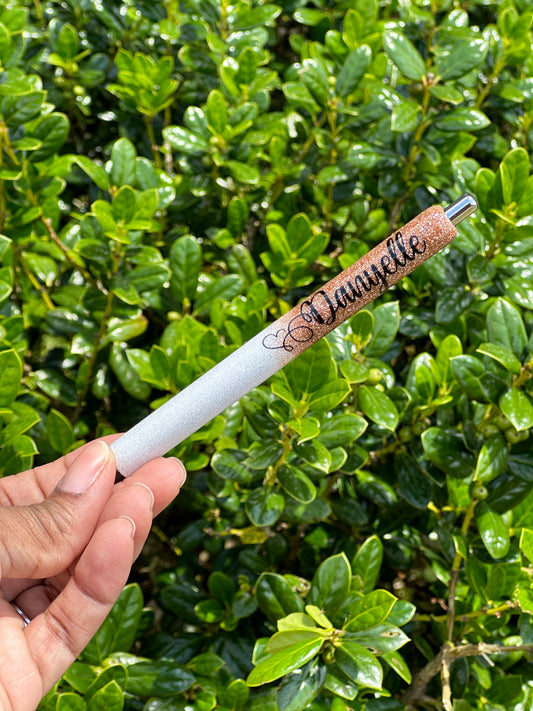 White & Gold Glittered Pen