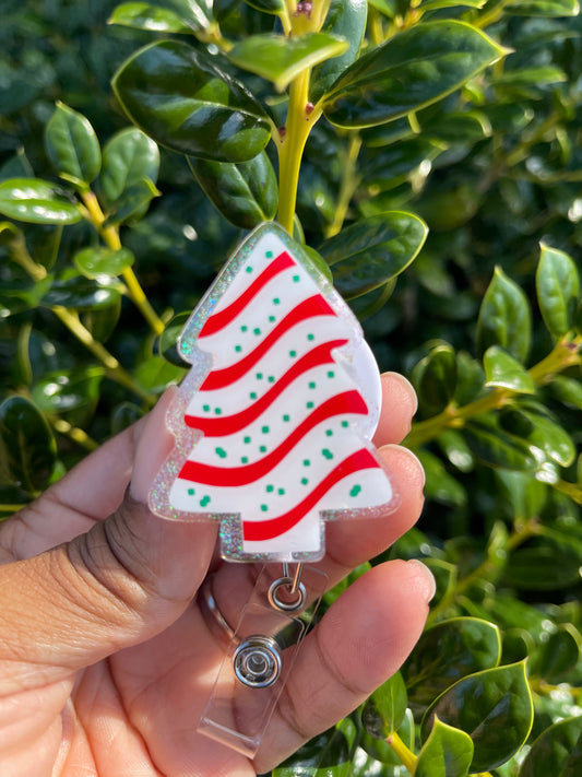 Christmas Tree Cake Badge Reel