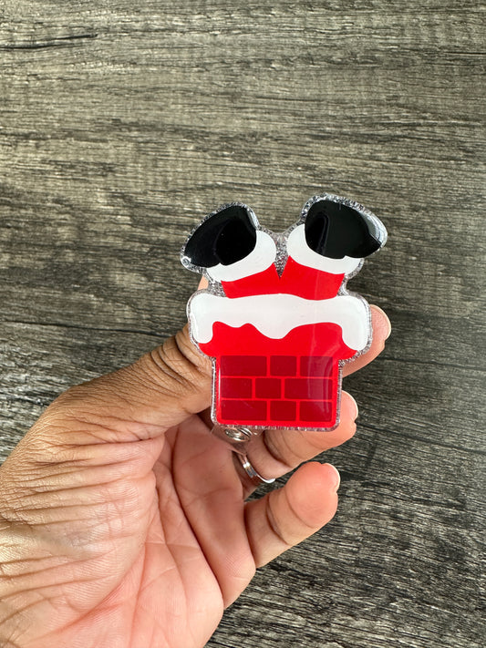 Santa In Chimney Badge Reel